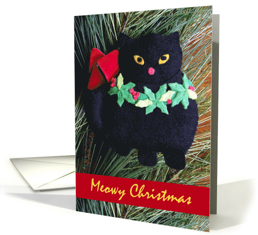 Meowy Christmas from Pet with Black Cat Felt Ornament card (1211954)