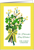 St. Patrick’s Day Wishes for Colleague with Shamrock Bouquet card