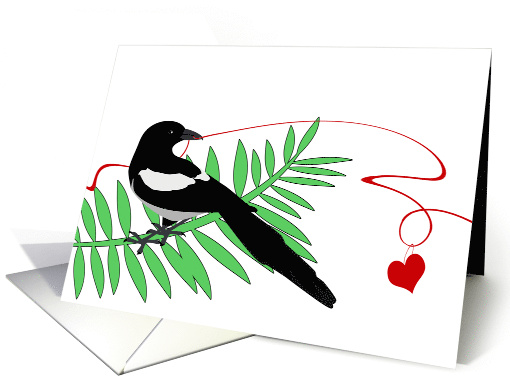 Valentine's Day Tugging at My Heartstring I Love You with Magpie card
