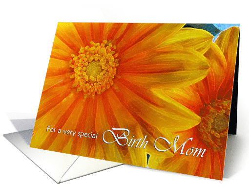 Birthday Poem for Birth Mom with Gazania Flowers Painting card