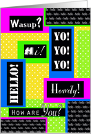 Hello How are You Text Design with Dots and Bright Colors card