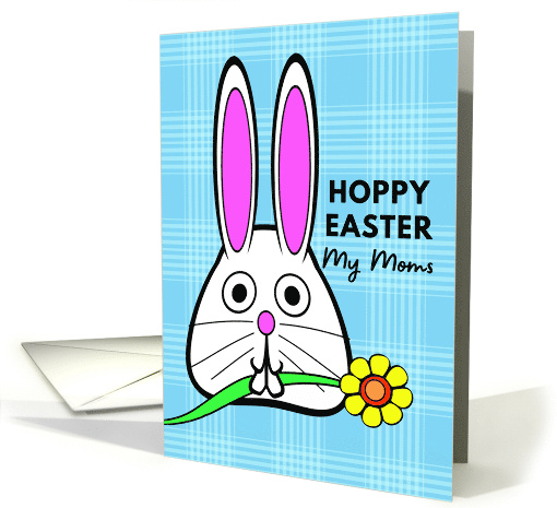 For My Moms Easter with Cute Bunny Holding a Flower in Its Mouth card
