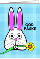 Danish Easter God Pske with Bunny Holding Flower in Its Mouth card