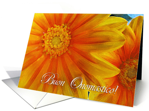 Buon onomastico name day in italian with gazania treasure flowers card