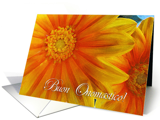 Buon Onomastico Name Day in Italian with Gazania Treasure Flowers card