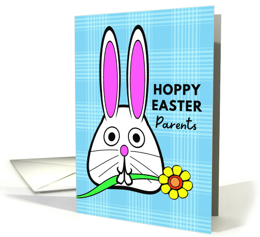 For Parents Easter with Bunny Holding a Flower in Its Mouth card
