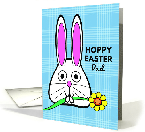 For Dad Easter with Cute Bunny Holding a Flower in Its Mouth card