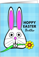 For Brother Easter with Cute Bunny Holding a Flower in Its Mouth card