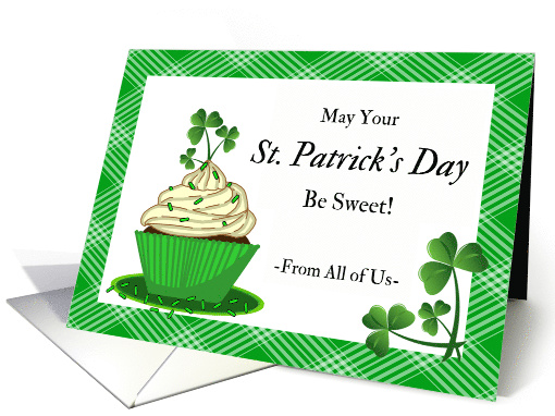 From All of Us St Patrick's Day with Cupcake and Shamrocks card
