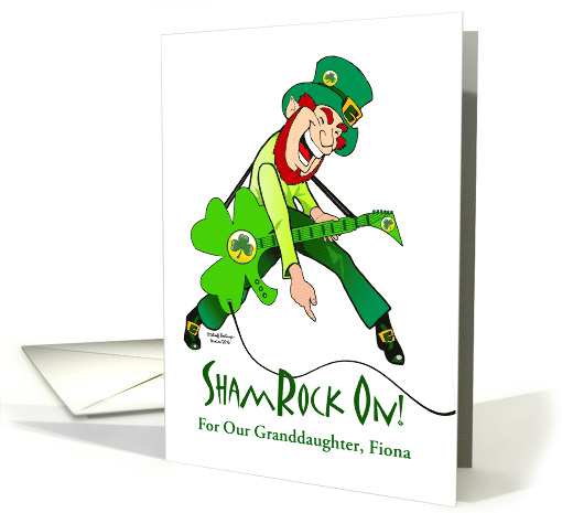 Granddaughter St Patrick's Day with Leprechaun Playing Guitar card