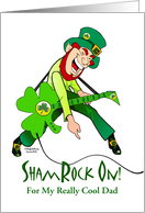 Dad St Patrick’s Day Leprechaun on Guitar Shamrock On card