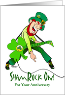 ShamRock On St. Patrick’s Day Anniversary Leprechaun on Guitar card