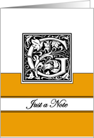 Monogram Letter G Any Occasion Blank in Arts and Crafts Style card
