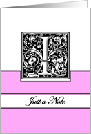 Monogram Letter I Any Occasion Blank in Arts and Crafts Style card