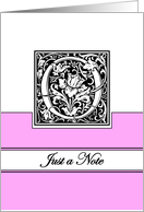 Monogram Letter O Any Occasion Blank in Arts and Crafts Style card