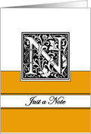 Monogram Letter N Any Occasion Blank in Arts and Crafts Style card