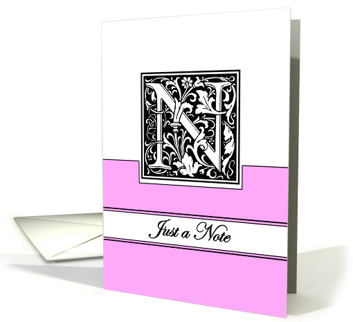 Monogram Letter N Any Occasion Blank in Arts and Crafts Style card