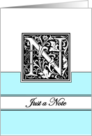 Monogram Letter N Any Occasion Blank in Arts and Crafts Style card