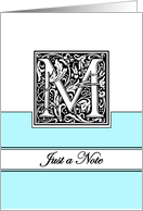 Monogram Letter M Any Occasion Blank in Arts and Crafts Style card