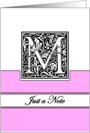 Monogram Letter M Any Occasion Blank in Arts and Crafts Style card