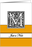 Monogram Letter M Any Occasion Blank in Arts and Crafts Style card