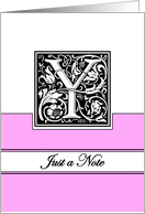 Monogram Letter Y Any Occasion Blank in Arts and Crafts Style card