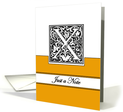 Monogram Letter X Any Occasion Blank In Arts and Crafts Style card
