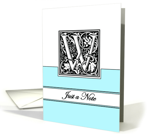 Monogram Letter W Any Occasion Blank in Arts and Crafts Style card