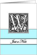 Monogram Letter W Any Occasion Blank in Arts and Crafts Style card