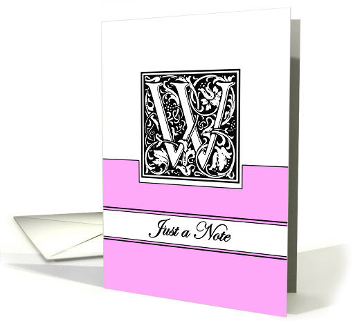 Monogram Letter W Any Occasion Blank in Arts and Crafts Style card