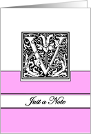 Monogram Letter V Any Occasion Blank in Arts and Crafts Style card