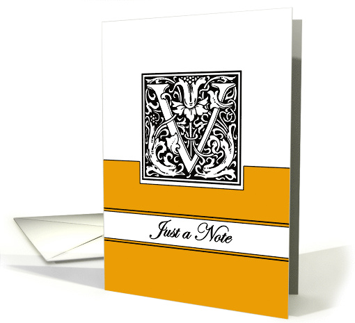 Monogram Letter V Any Occasion Blank in Arts and Crafts Style card
