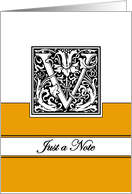 Monogram Letter V Any Occasion Blank in Arts and Crafts Style card