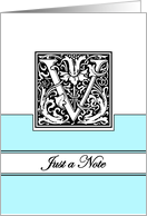 Monogram Letter V Any Occasion Blank in Arts and Crafts Style card