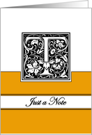 Monogram Letter T Any Occasion Blank in Arts and Crafts Style card