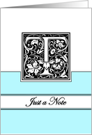 Monogram Letter T Any Occasion Blank in Arts and Crafts Style card