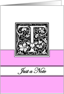 Monogram Letter T Any Occasion Blank in Arts and Crafts Style card