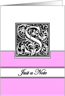 Monogram Letter S Any Occasion Blank in Arts and Crafts Style card