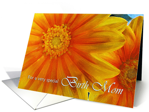 Mother's Day for Birth Mom with Yellow Orange African Daisies card