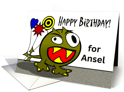 Birthday for Ansel with Wacky Monster and Balloons card (1270654)