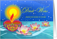 Diwali From Our Home to Yours with Diya and Lotus Flowers card