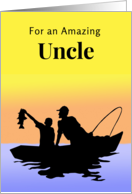 For Uncle Fathers Day with Fishing Silhouette the Big Catch card