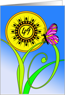 49th Birthday, Contemporary Abstract Flower and Butterfly Design card