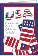 4th of July for Daughter & Son-in-Law, Stylish Patriotic Socks card