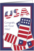 Congrats on Winning Election with Stylish Patriotic Socks card