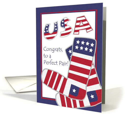 Congrats on 4th of July Engagement with Patriotic Socks card (1288986)