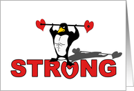 For Wife Valentines Day My Love is Strong with Muscle Penguin card