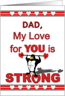 For Dad Valentine’s Day with Muscle Penguin Lifting Heart Weights card