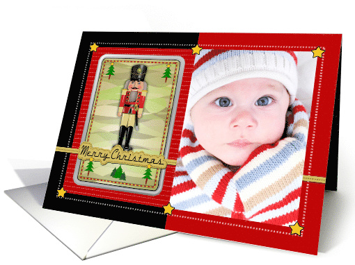 Custom Front Nutcracker Merry Christmas with Add Your Picture card