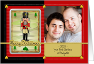 First Christmas Gay Newlywed Couple with Custom Photo and Text card